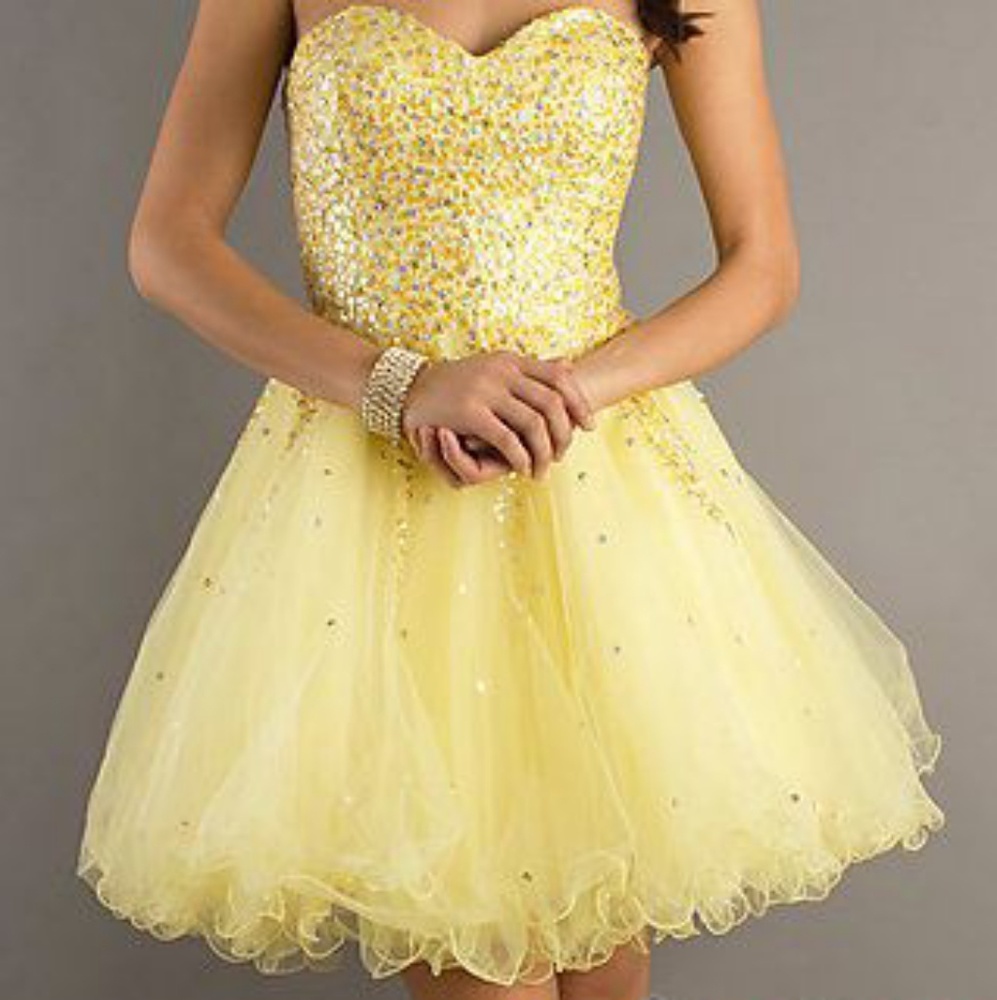 Yellow Gold Badeau Sequin Prom Halloween Princess Costume Gown Dress